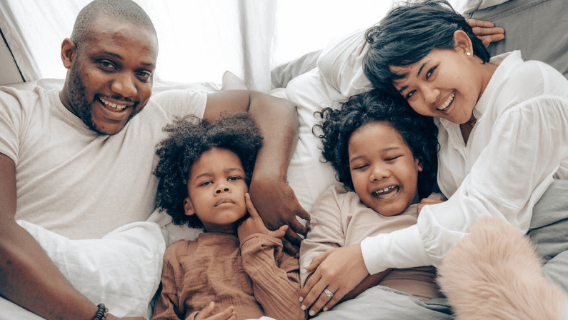 A happy family at home