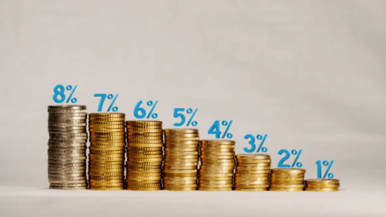there are coins that shows how much is the interest rate of the mortgage
