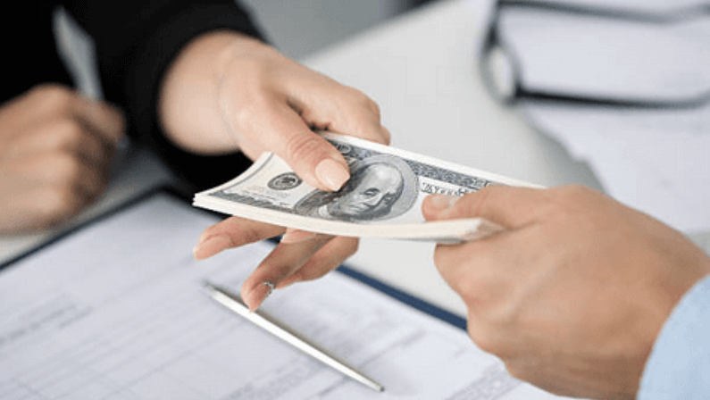 A man receiving money