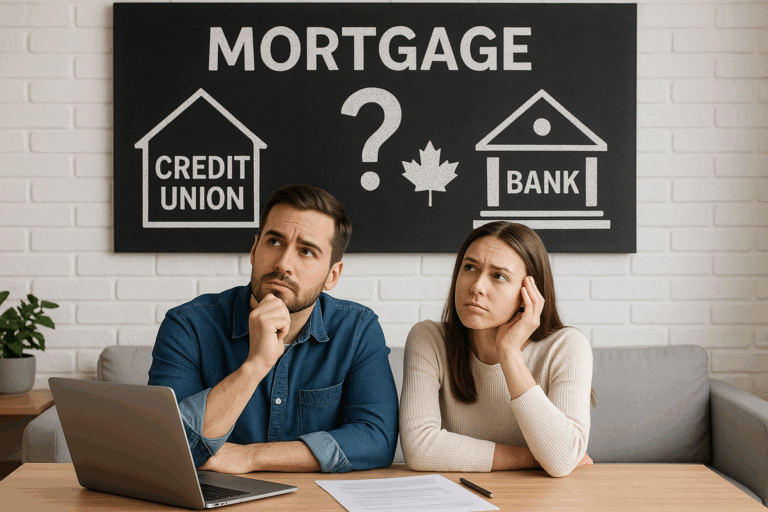 Mark and Jane deciding between a credit union or bank mortgage