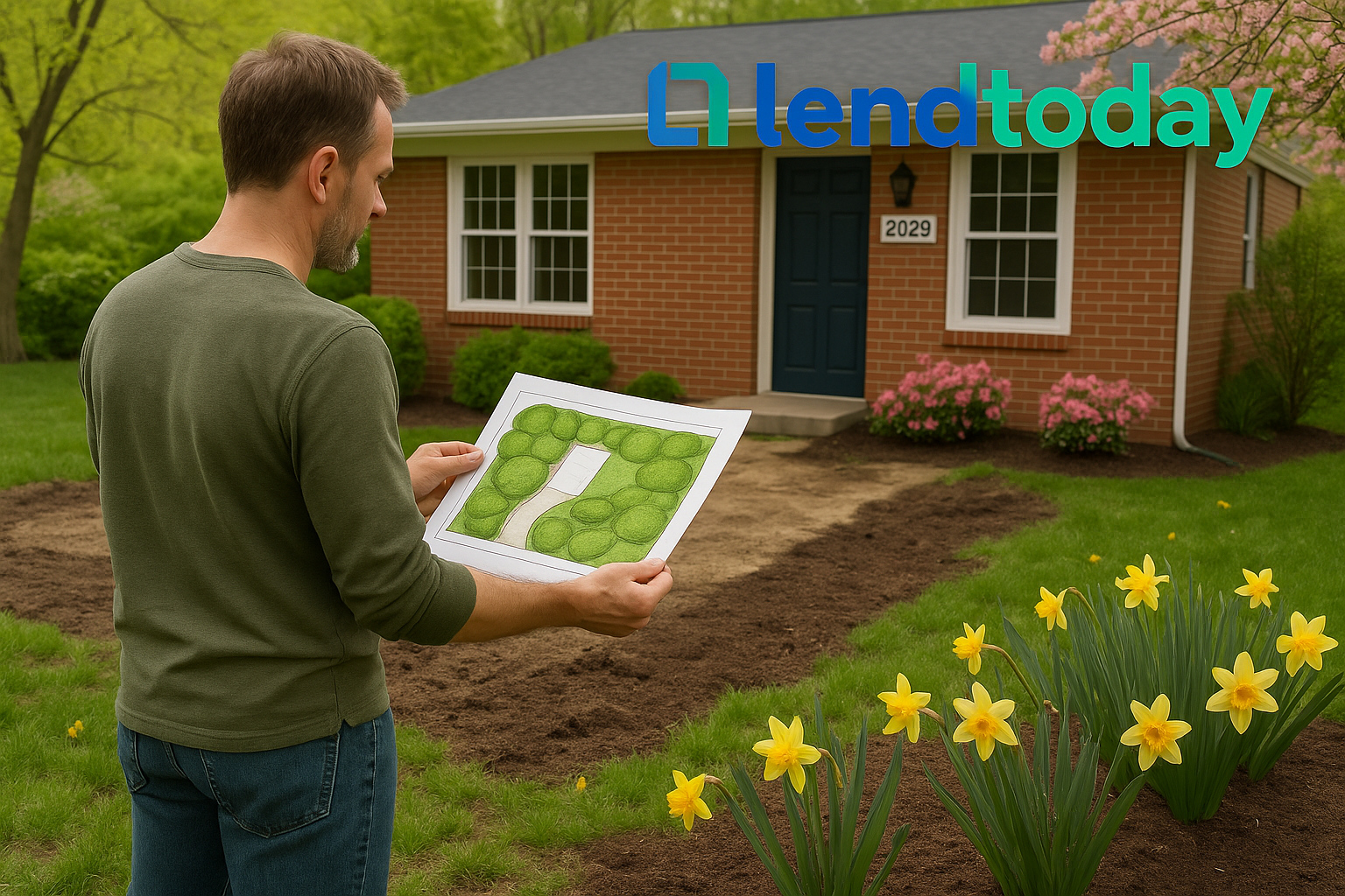 Canadian home owner making landscaping plans using home equity