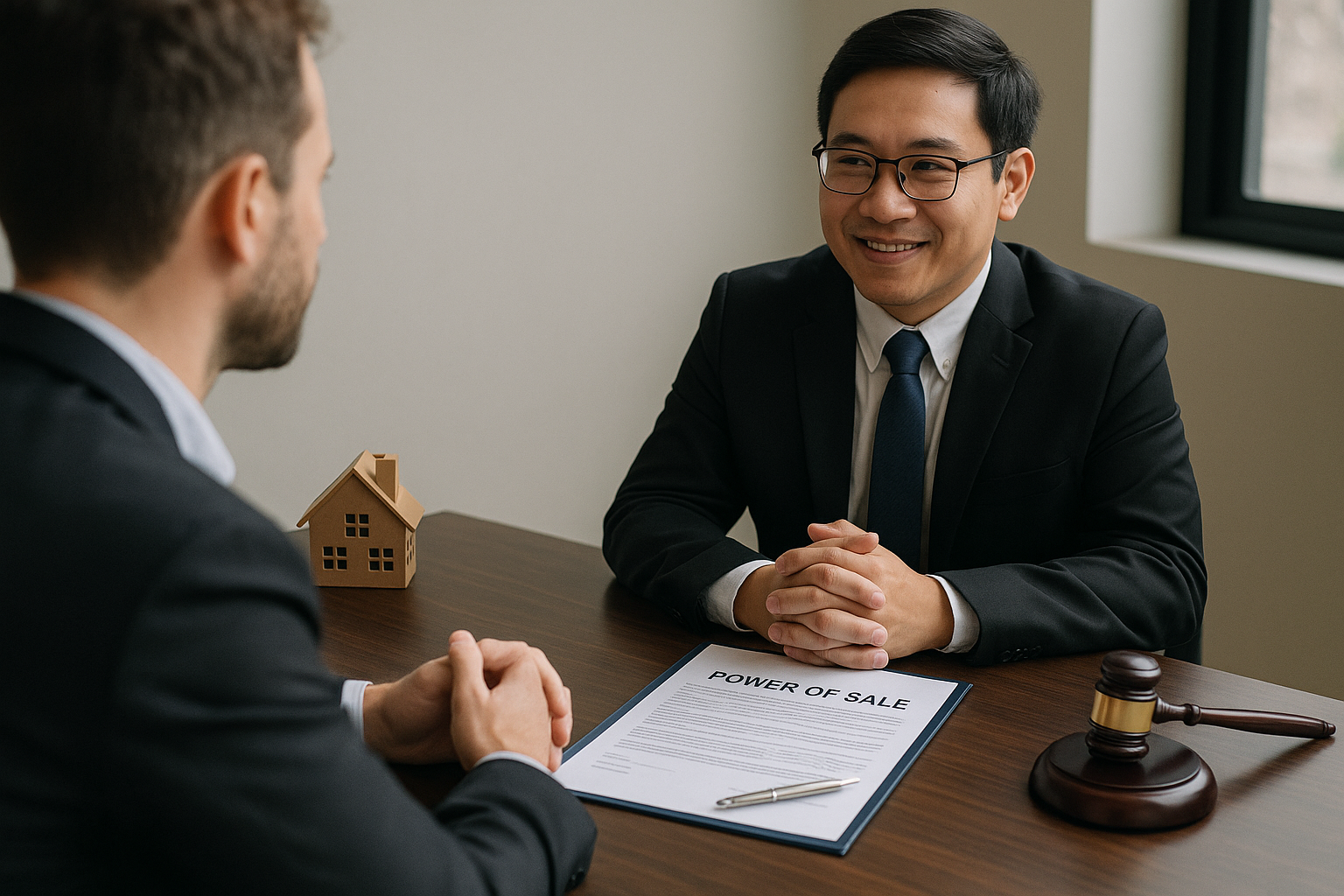 Lawyer and borrower discussing how to get out of power of sale