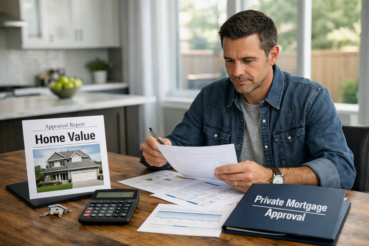 Hard money lender Alberta reviewing mortgage documents