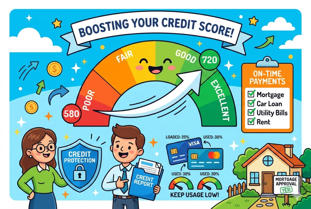 Credit boosting image on ways to raise your credit score
