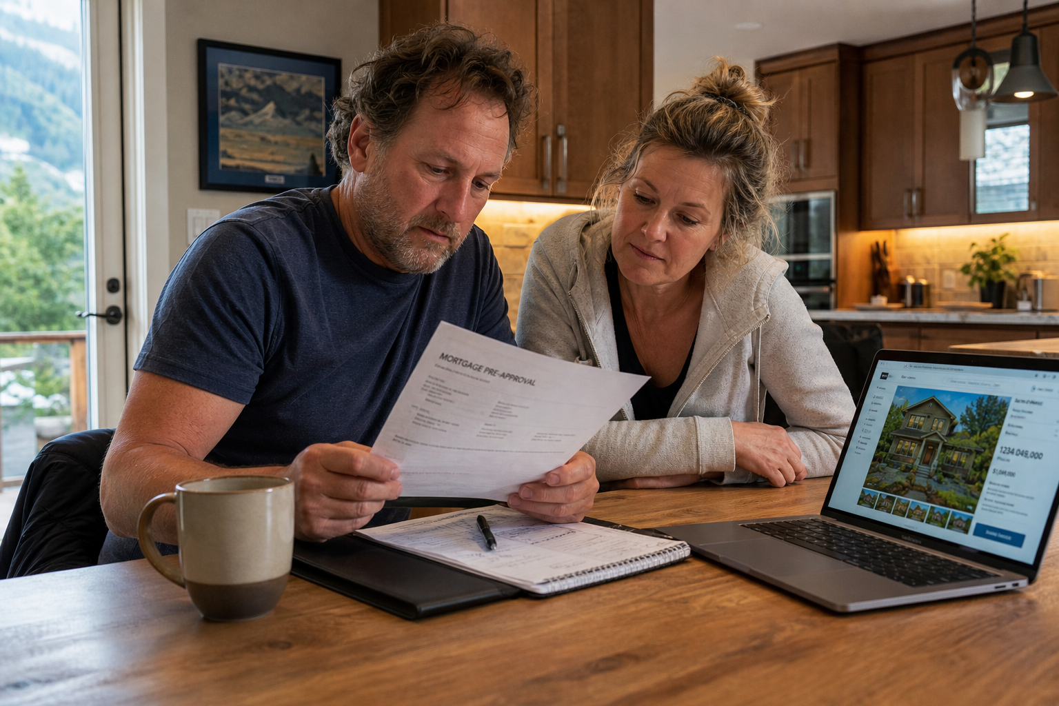 Couple reviewing a mortgage pre approval from a hard money lender BC